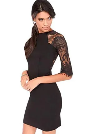 Ketty More Women Lace Rounded Neck Zipper Halter Style Dress-KMWD128