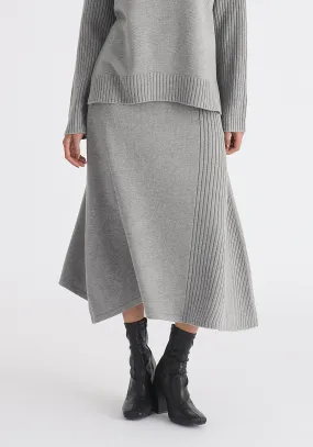 Knitted A-Line Midi Skirt with Ribbed Details