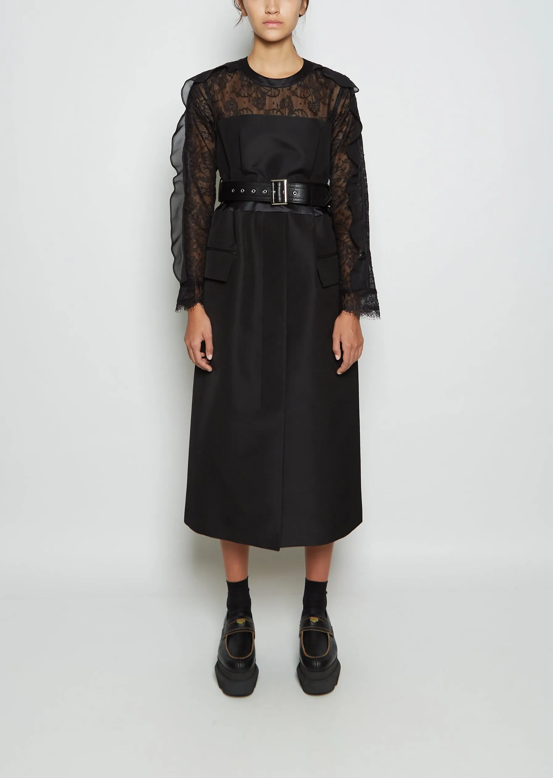 Lace x Silk Wool Dress