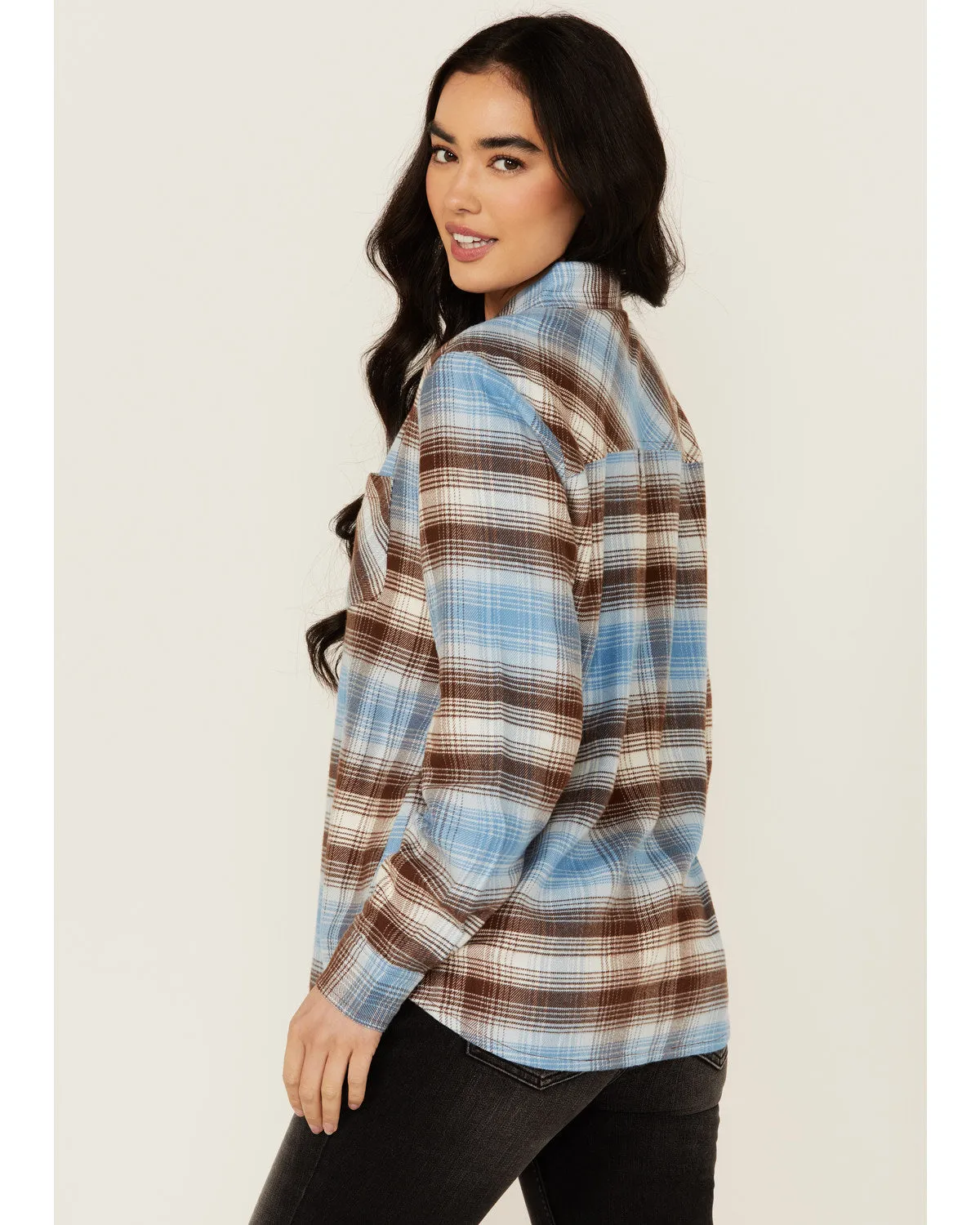 Lane Plaid Print Long Sleeve Snap Flannel Shirt