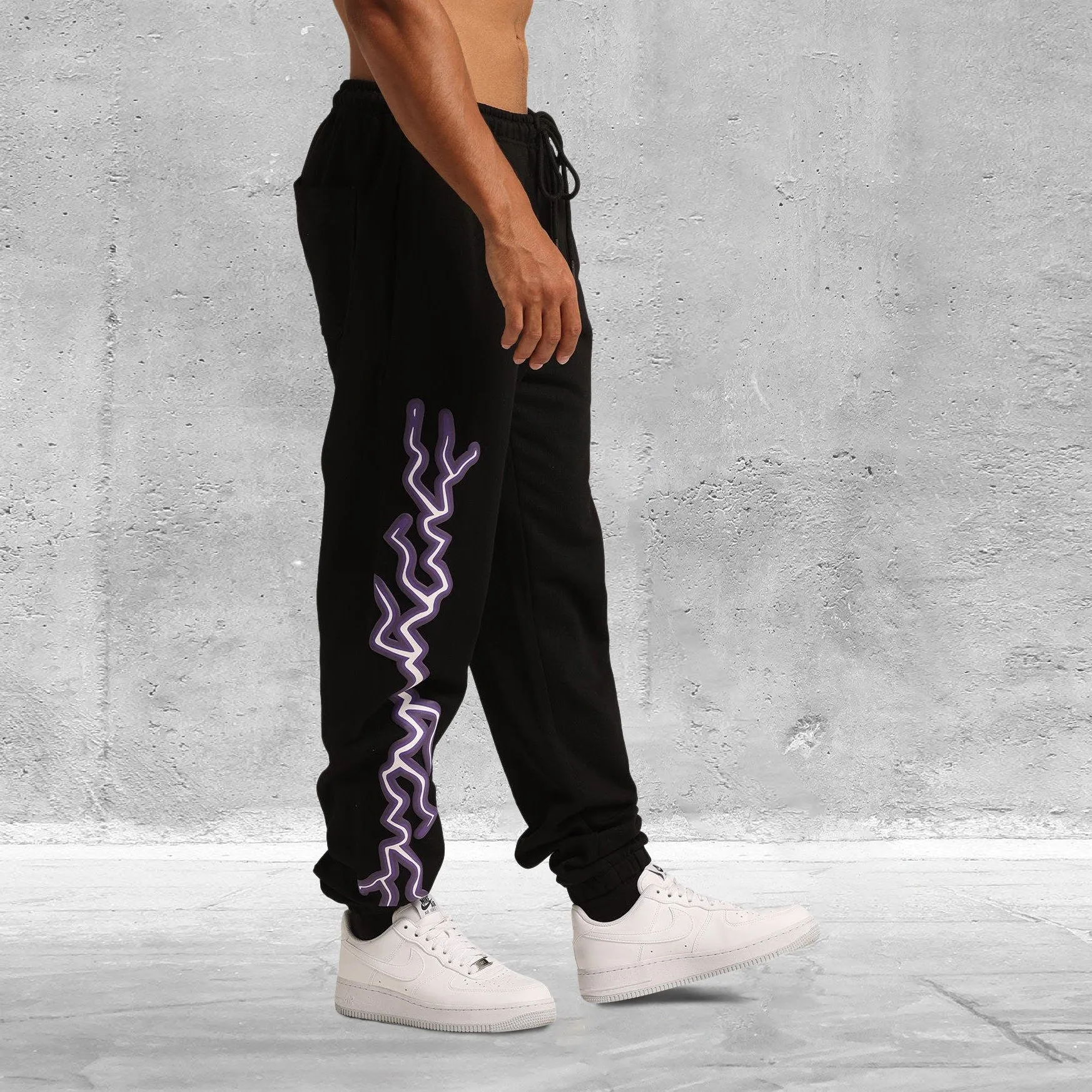 Lightning Print Casual Vintage Drawstring Pants