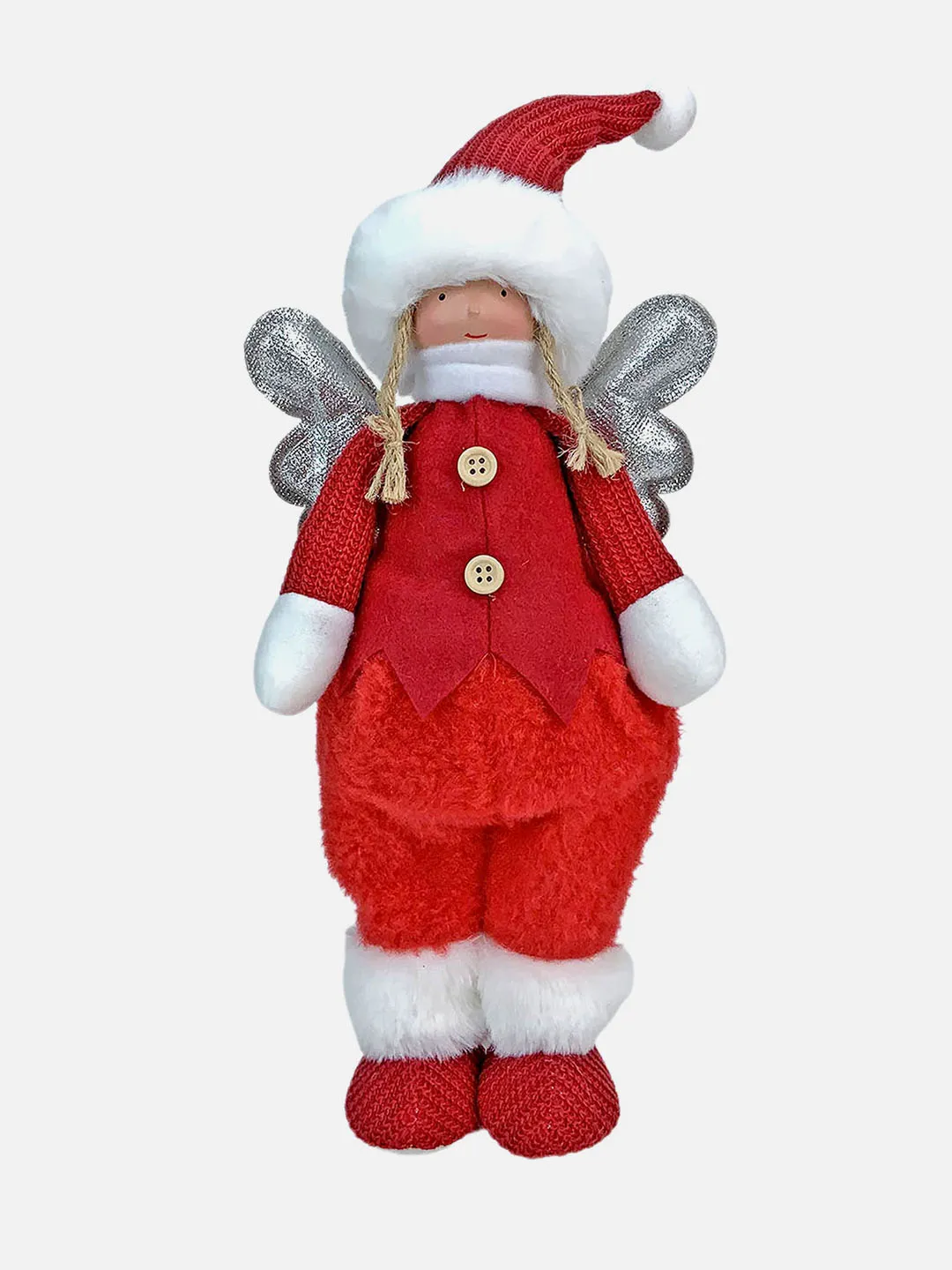 Little Surprise Box Christmas Angel with Glitter Silver Wings self standing Christmas Décor 16 inches