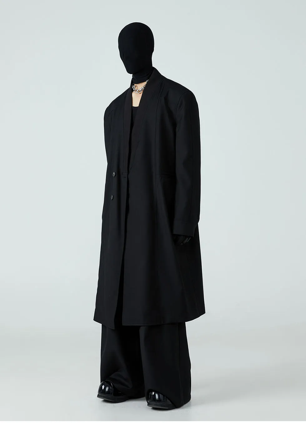 Long coat with ribbed collar