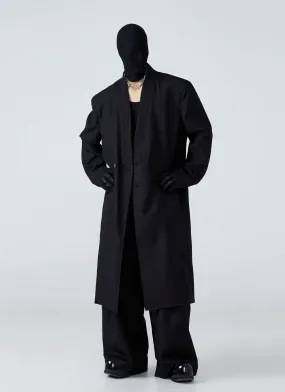 Long coat with ribbed collar