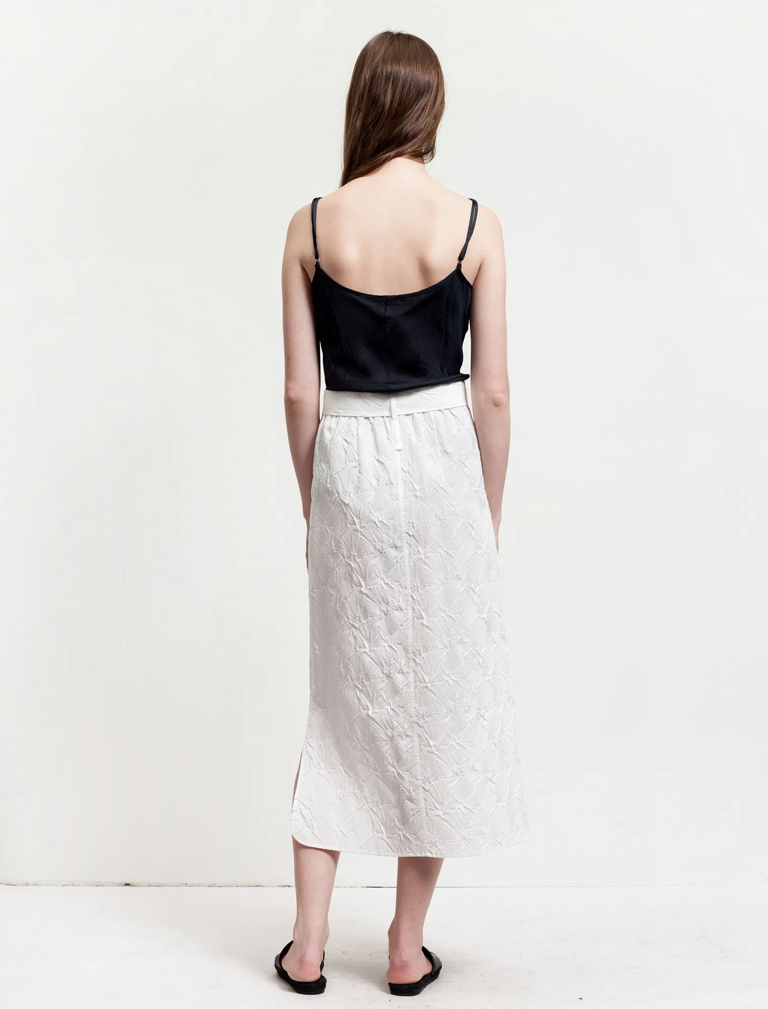 Long Embossed Skirt White