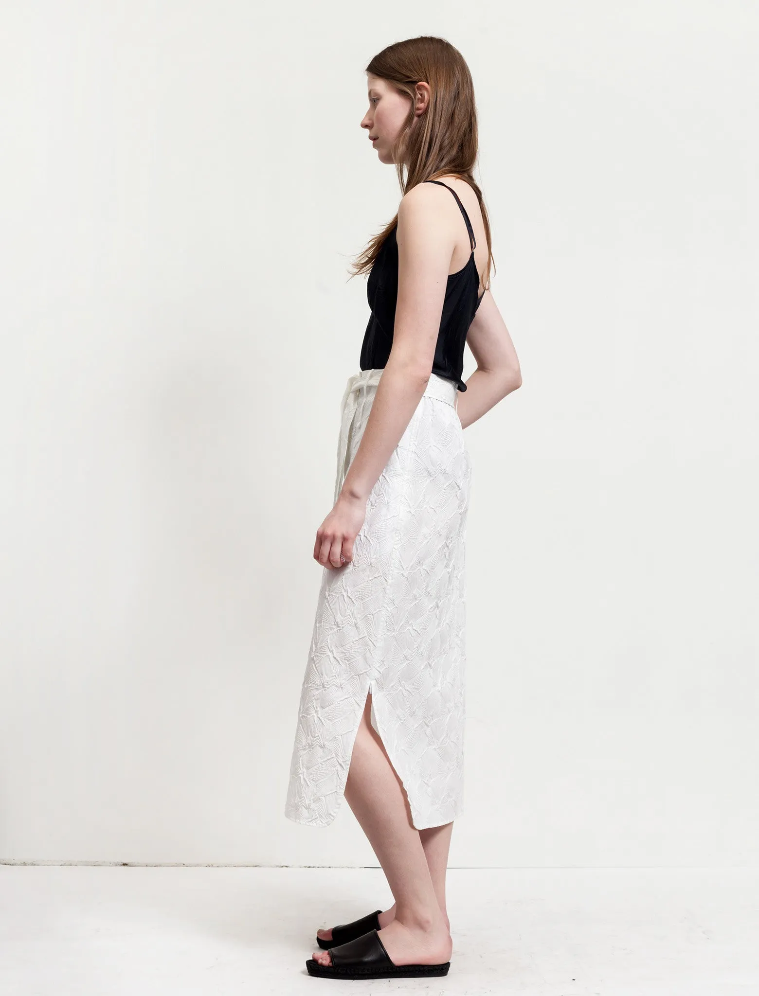 Long Embossed Skirt White