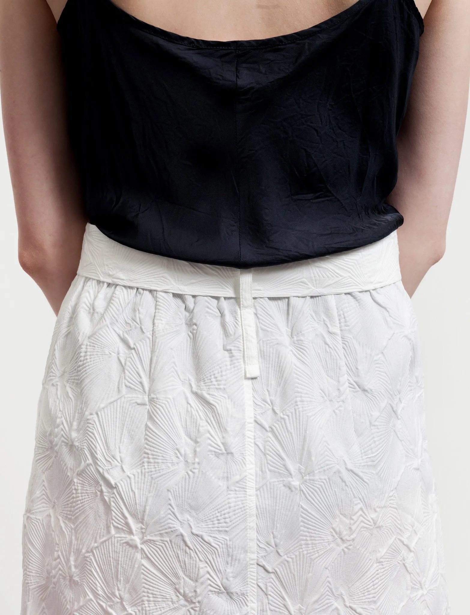 Long Embossed Skirt White