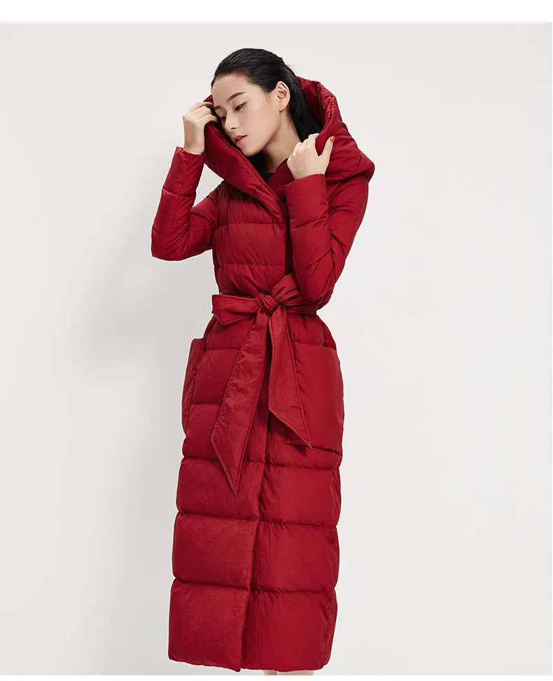 Long Winter Puffer Coat Duck Down Jacket, Down Jacket Women Hooded Down Coat/1005