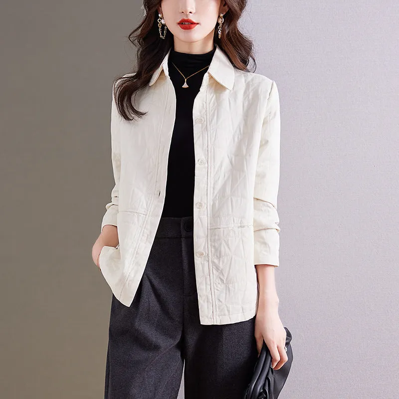 Loose and thin lapel short coat for women's 2023 autumn and winter new foreign style jacket fashionable foreign style outer wear thin cotton cardigan