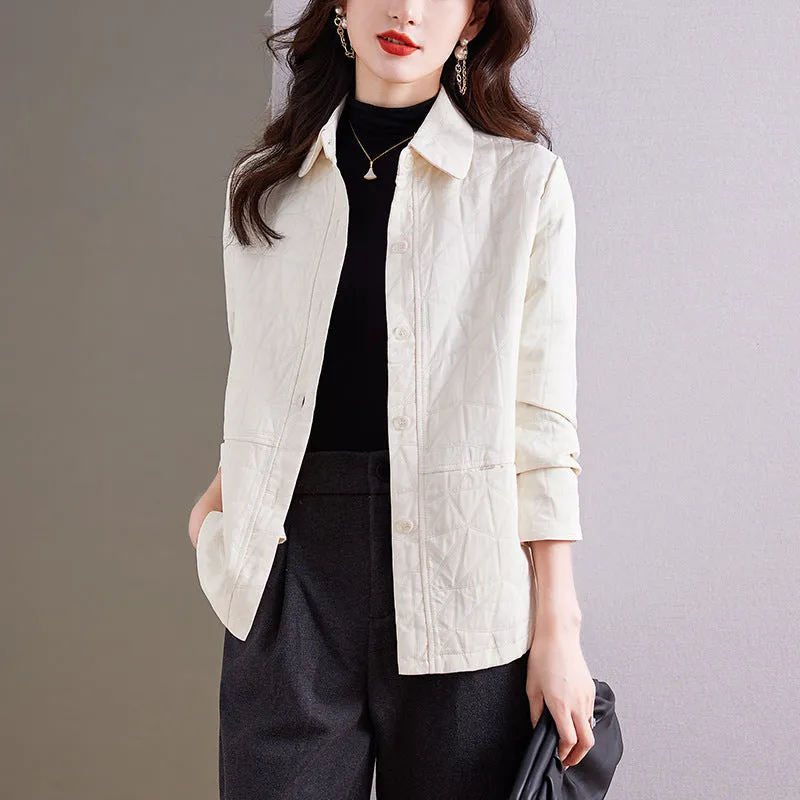 Loose and thin lapel short coat for women's 2023 autumn and winter new foreign style jacket fashionable foreign style outer wear thin cotton cardigan