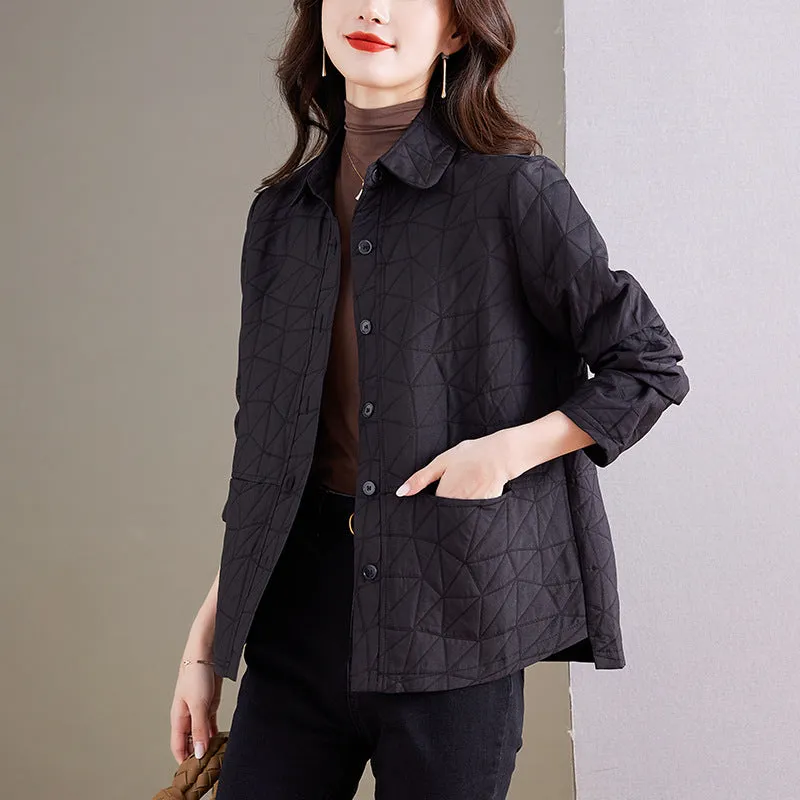 Loose and thin lapel short coat for women's 2023 autumn and winter new foreign style jacket fashionable foreign style outer wear thin cotton cardigan