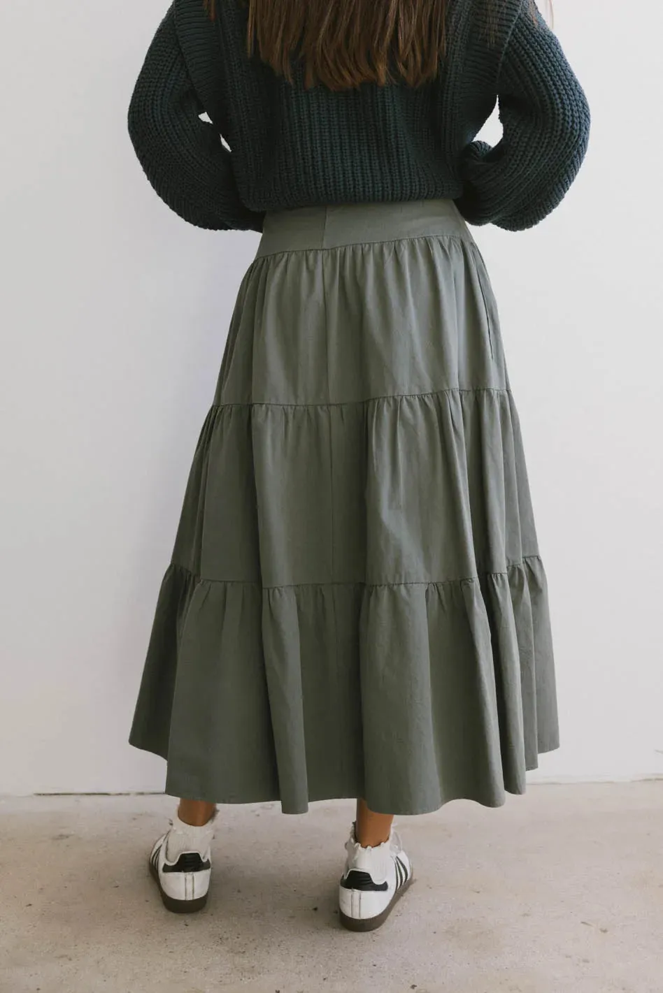 Luna Tiered Maxi Skirt in Sage