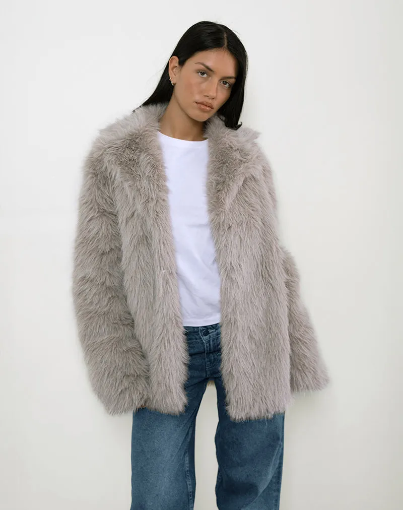 Lupita Jacket in Faux Fur Taupe