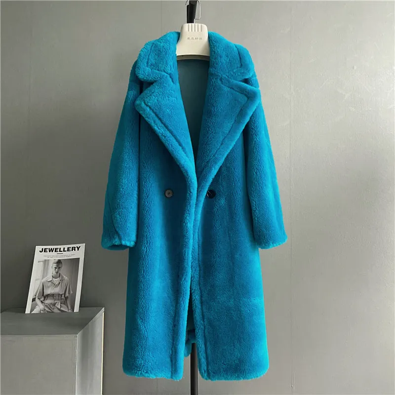 Luxury Teddy genuine wool sheepskin Luxury Coat - Stay Warm and Stylish in this Ethically Produced Fur Coat couple goals