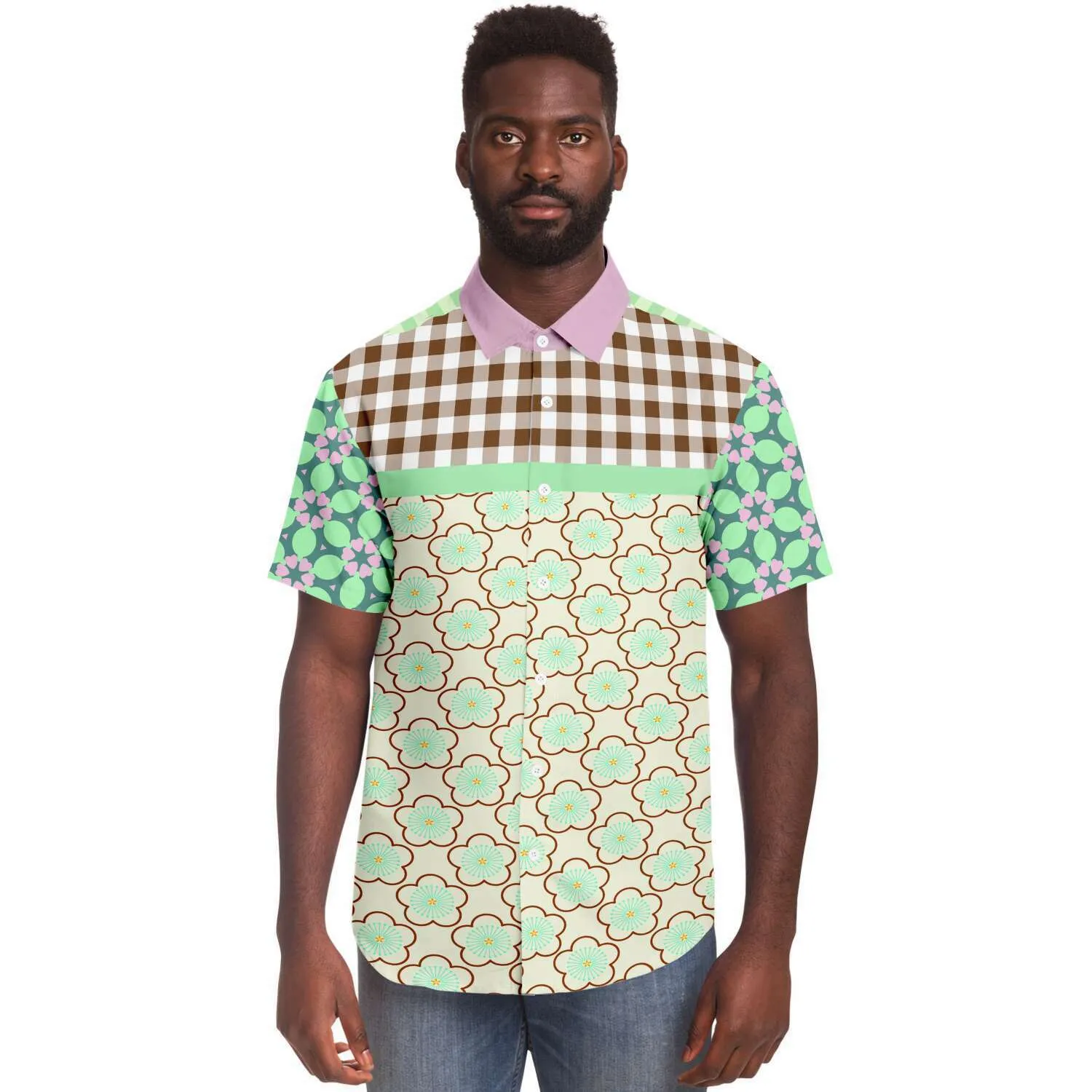 Melon Balls Short Sleeve Button Down Shirt