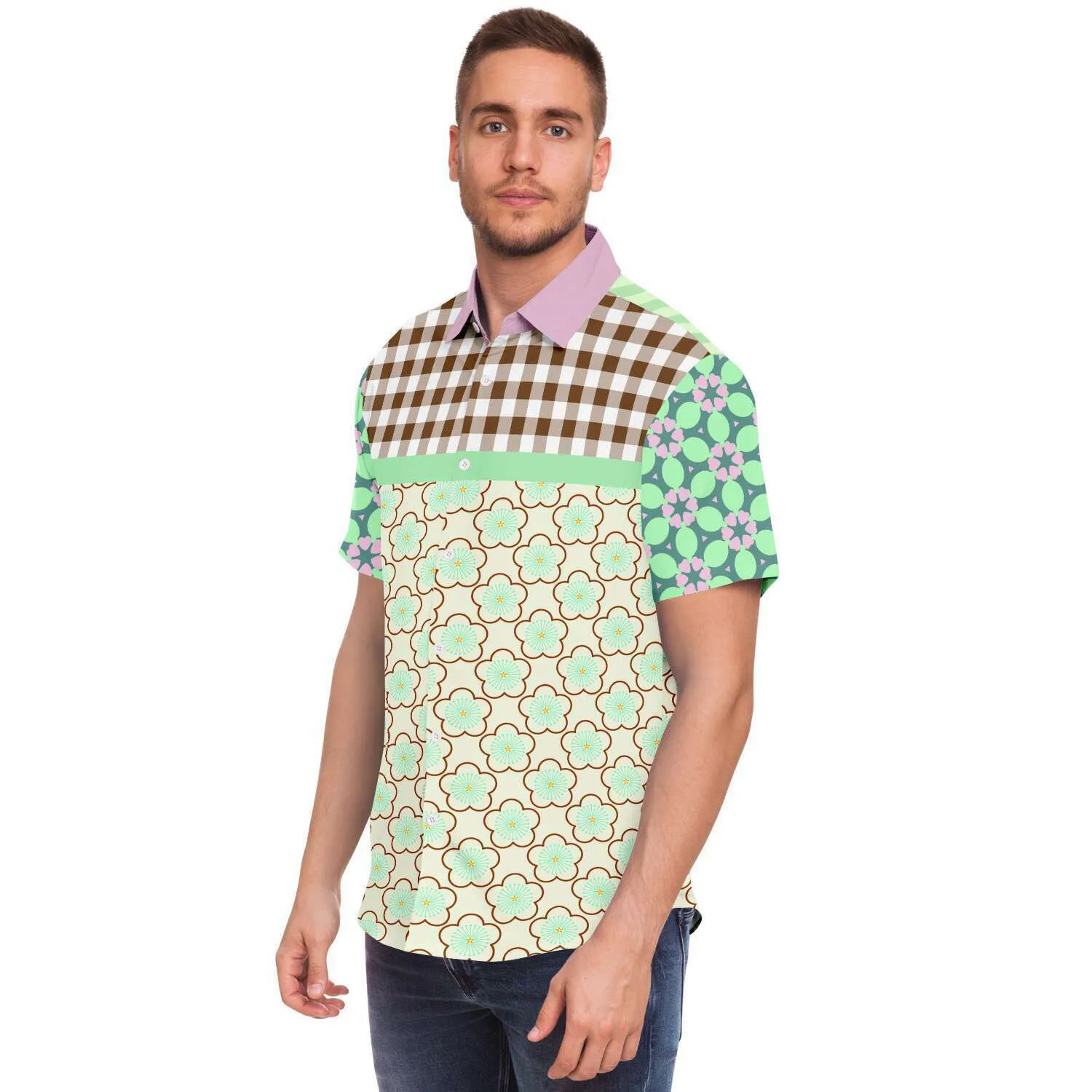 Melon Balls Short Sleeve Button Down Shirt