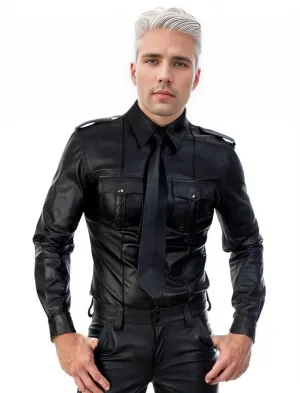 Men Sheep Leather Long Sleeve Party Shirt