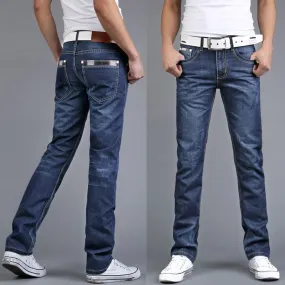 Men Slant Pocket Slim Fit Straight Leg Jeans