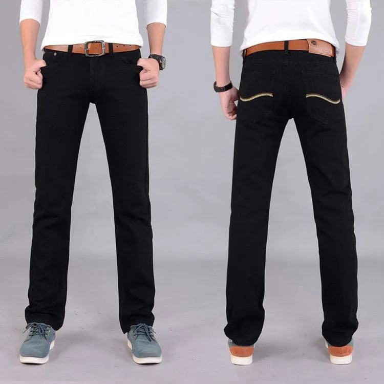 Men Slant Pocket Slim Fit Straight Leg Jeans