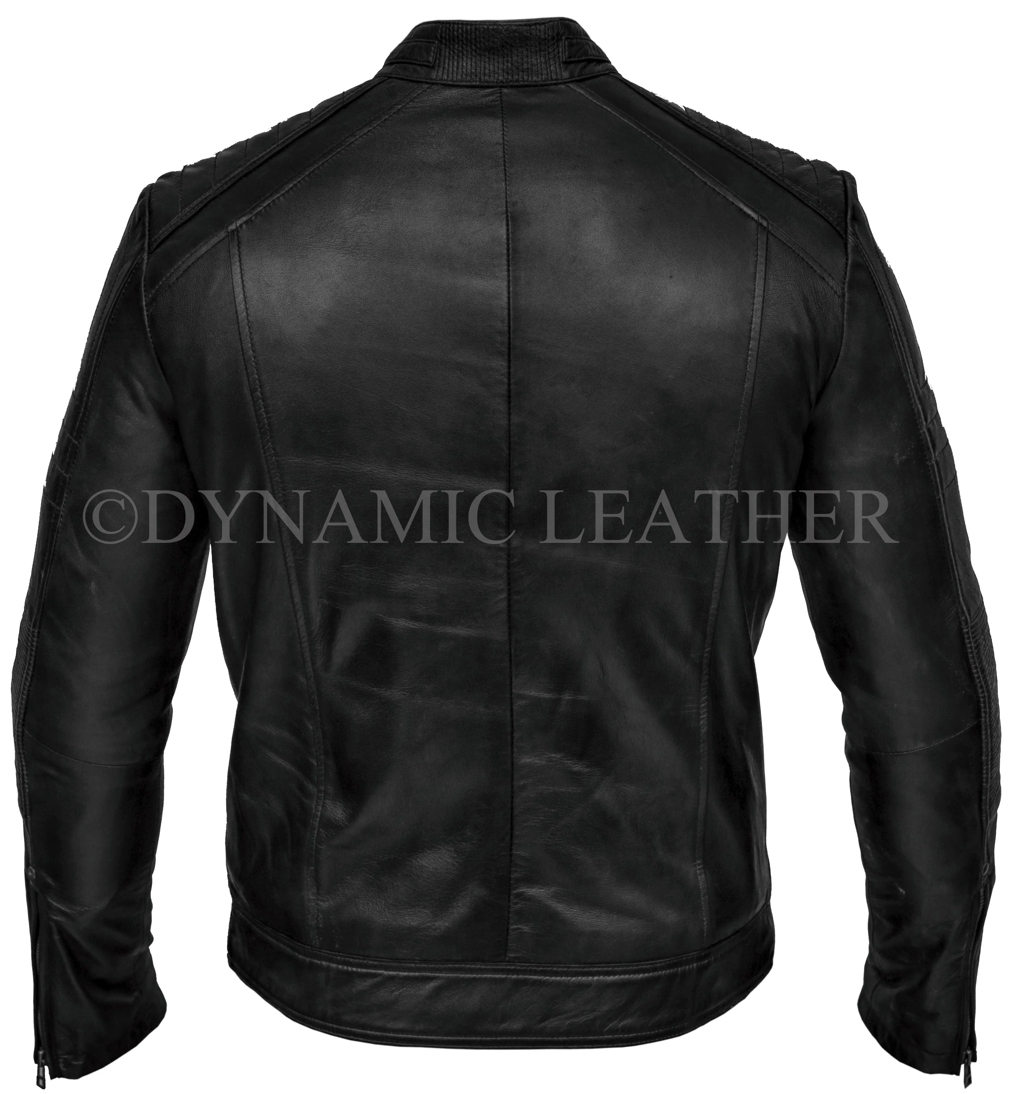 Mens Biker Vintage Motorcycle Distressed Black Cafe Racer Leather Jacket