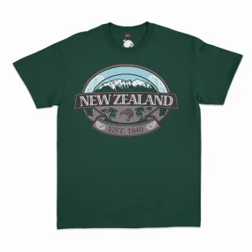 Mens New Zealand T Shirt - Mountains Kiwi