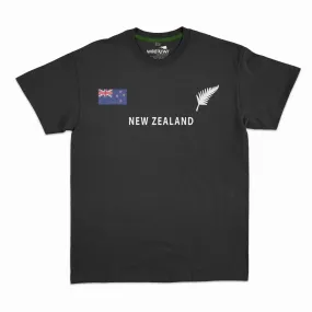 Mens New Zealand T Shirt - New Zealand Flag and Silver Fern