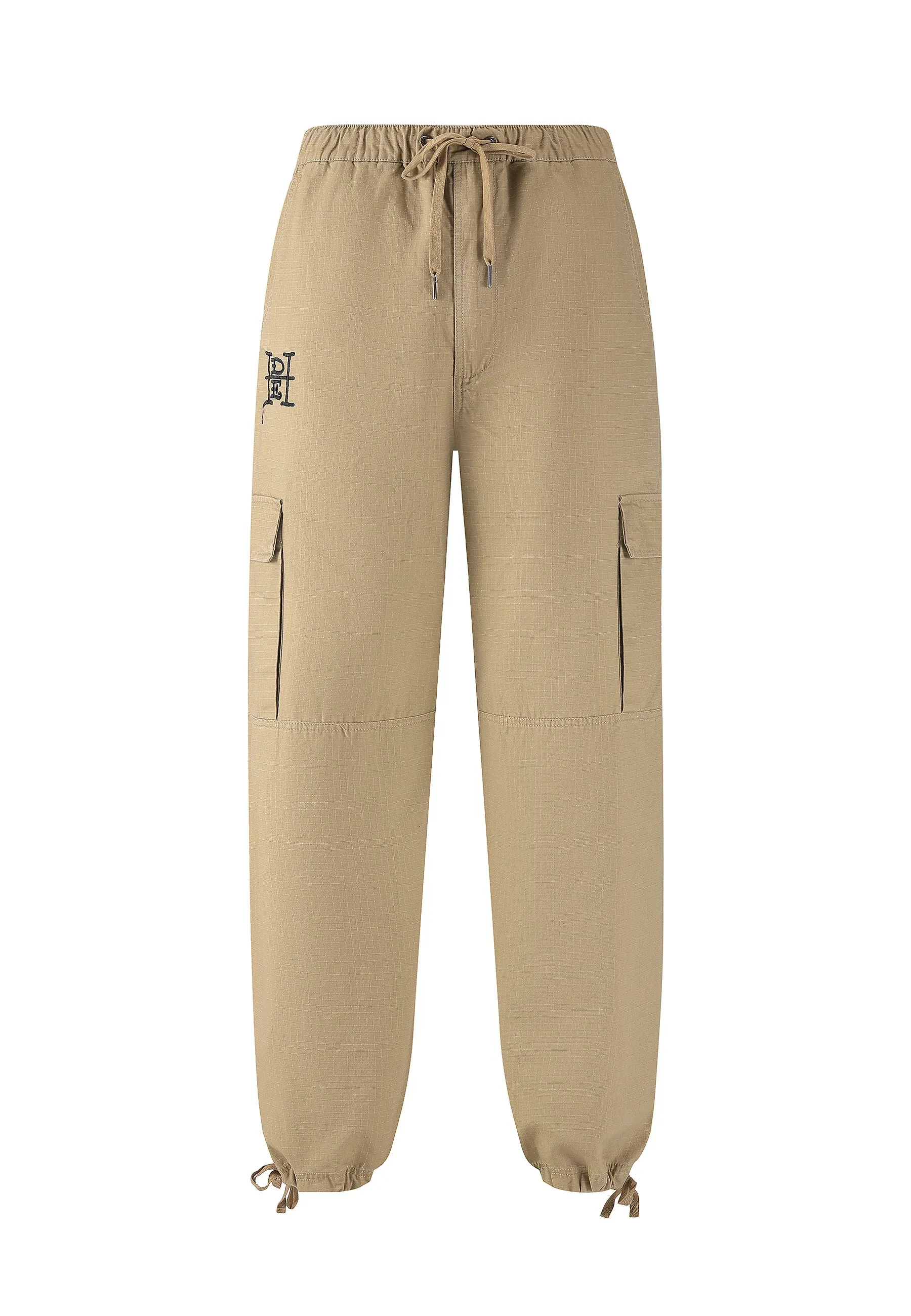 Mens Sword Dragon Ripstop Woven Cargo Pants Trousers - Beige