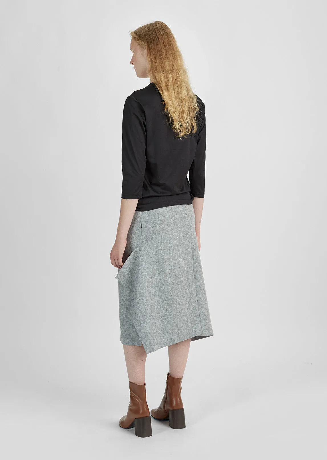 Merino Wool Flannel Belted Skirt