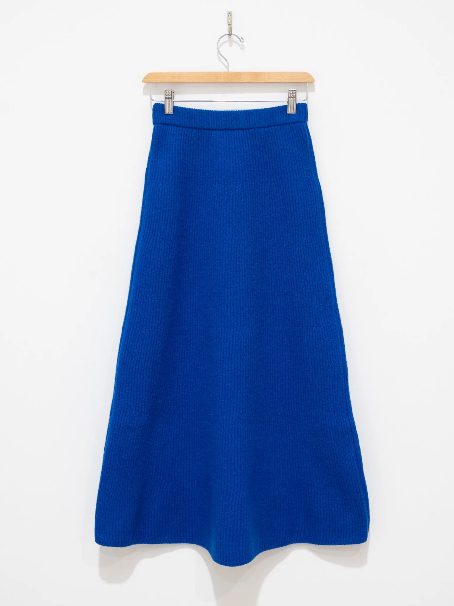 Milled French Merino Rib Knit Flare Skirt - Royal Blue