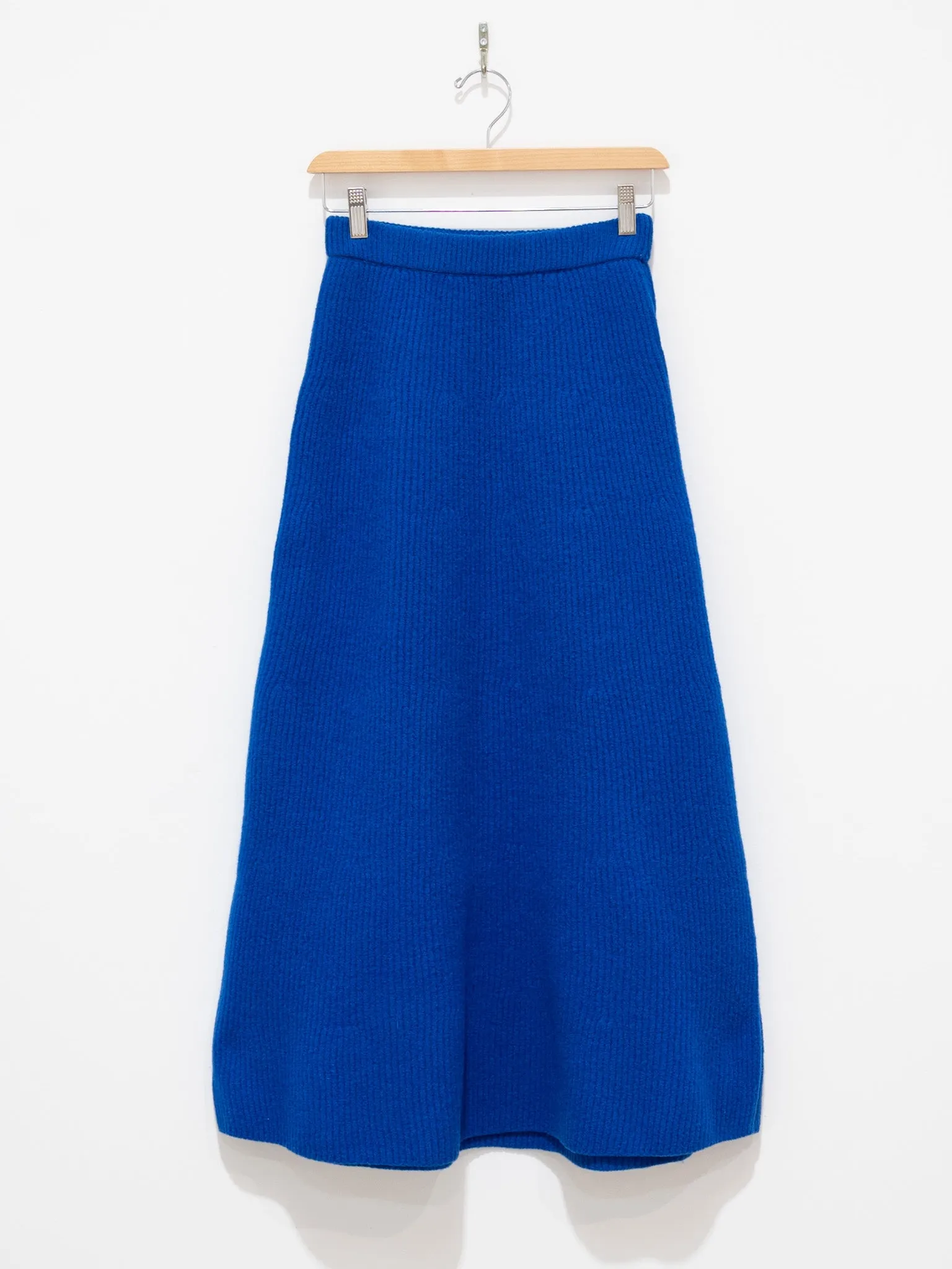 Milled French Merino Rib Knit Flare Skirt - Royal Blue