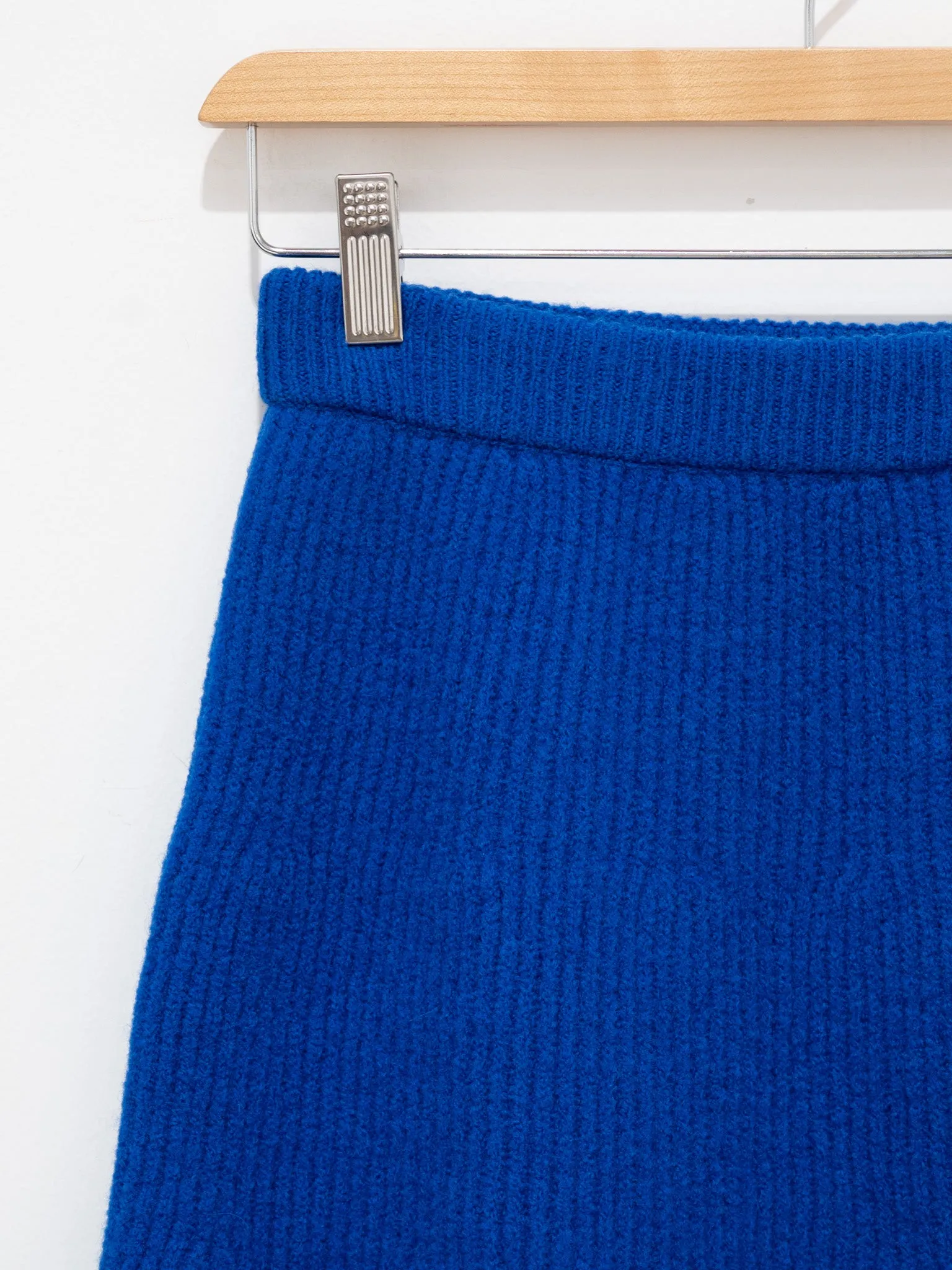 Milled French Merino Rib Knit Flare Skirt - Royal Blue