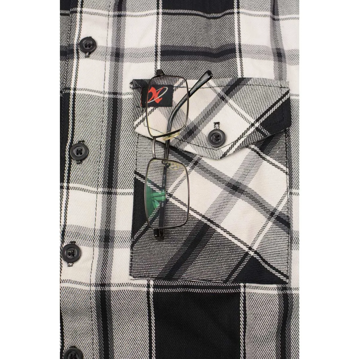 Milwaukee Leather Men's Flannel Plaid Shirt Black and White Long Sleeve Cotton Button Down Shirt MNG11644