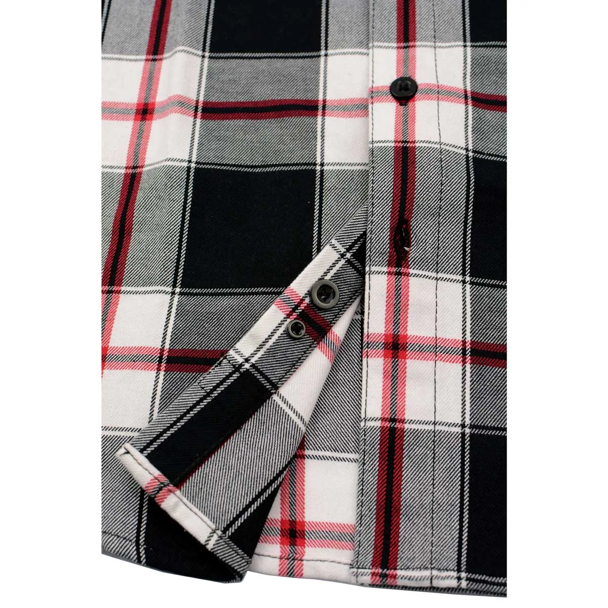 Milwaukee Leather Men's Flannel Plaid Shirt Black and White with Red