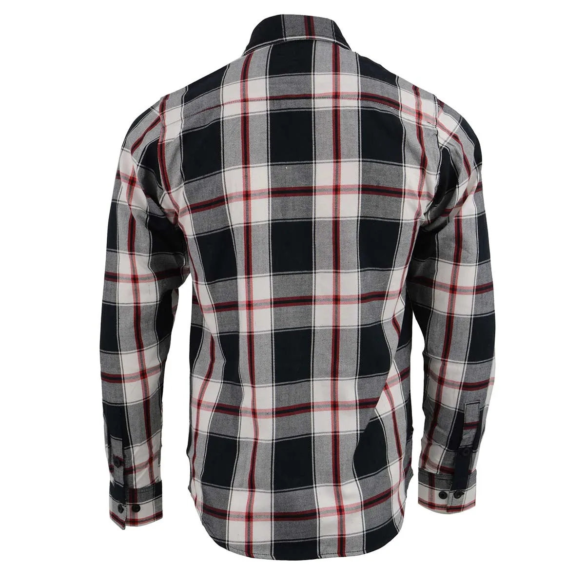 Milwaukee Leather Men's Flannel Plaid Shirt Black and White with Red