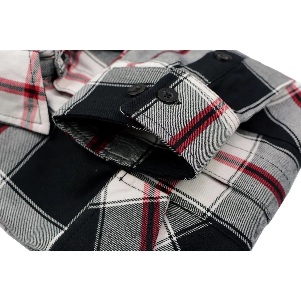 Milwaukee Leather Men's Flannel Plaid Shirt Black and White with Red