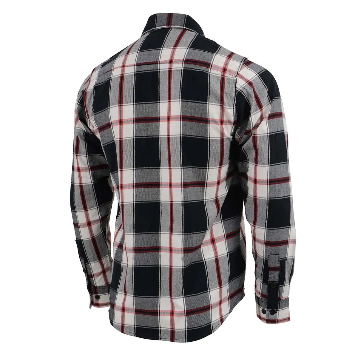 Milwaukee Leather Men's Flannel Plaid Shirt Black and White with Red