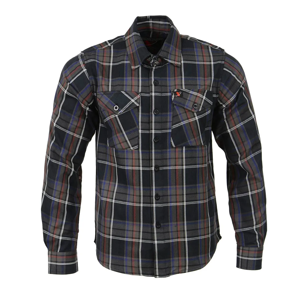 Milwaukee Leather MNG11637 Men's Black, Purple, Grey and Red Long Sleeve Cotton Flannel Shirt