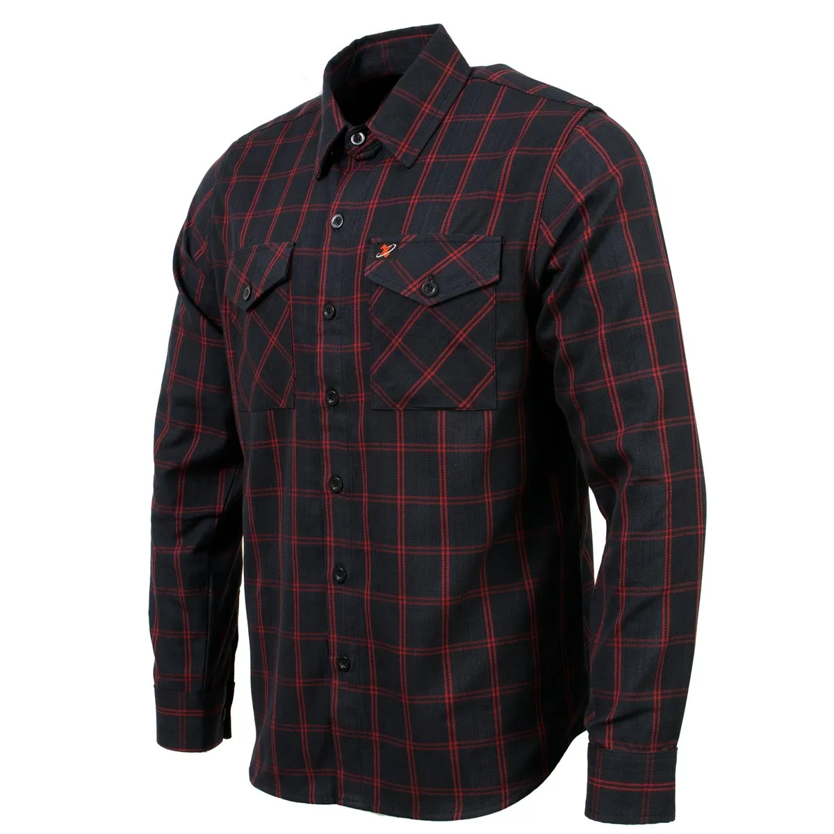 Milwaukee Leather MNG11665 Men's Black and Red Long Sleeve Cotton Flannel Shirt