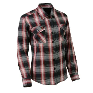 Milwaukee Leather MNG21613 Women's Black and Red with White Long Sleeve Cotton Flannel Shirt