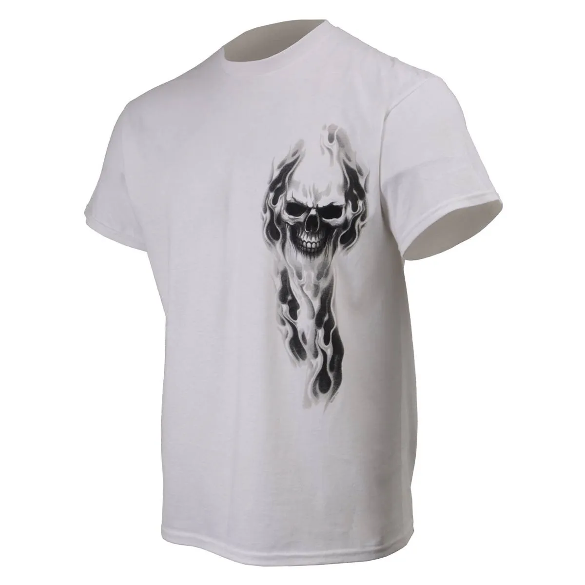 Milwaukee Leather MPMH116001 Men's 'Ghost' Skull Double Sided White Printed T-Shirt