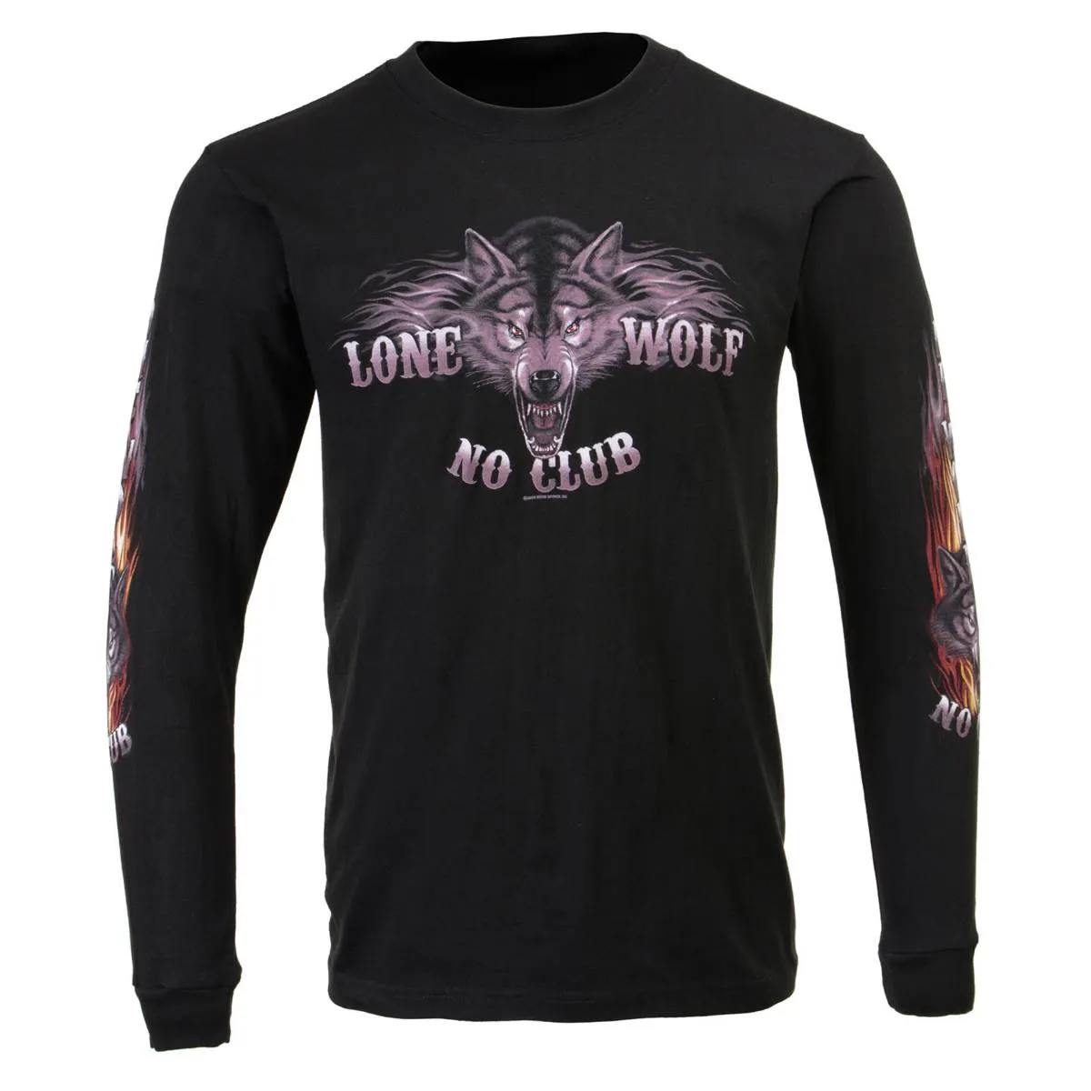 Milwaukee Leather MPMH117001 Men's 'Lone Wolf No Club' Biker Long Sleeve T-Shirt