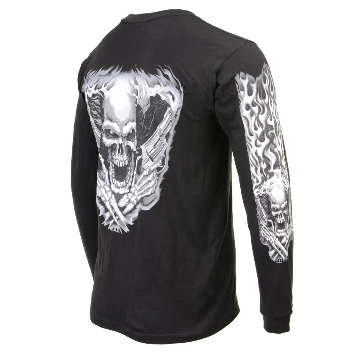 Milwaukee Leather MPMH117002 Mens 'Assassin' Double Sided Black Long Sleeve T-Shirt