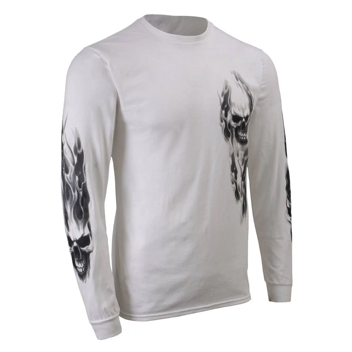 Milwaukee Leather MPMH117004 Men's 'Ghost Skull' White Long Sleeve