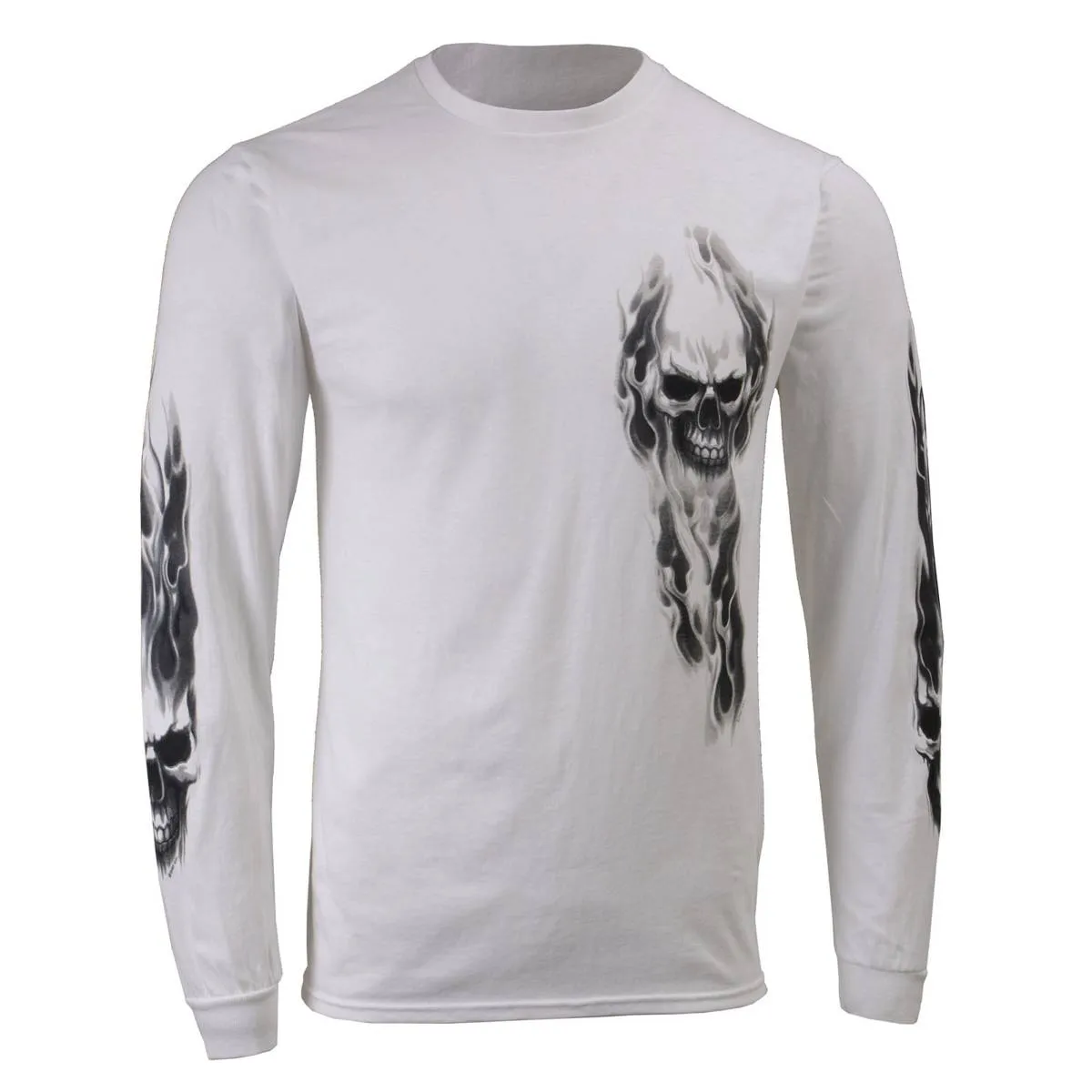 Milwaukee Leather MPMH117004 Men's 'Ghost Skull' White Long Sleeve