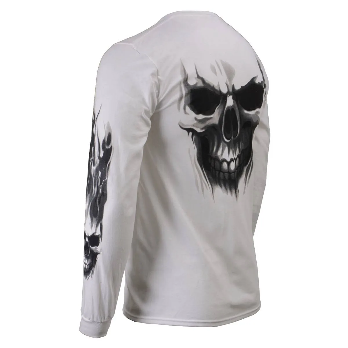 Milwaukee Leather MPMH117004 Men's 'Ghost Skull' White Long Sleeve