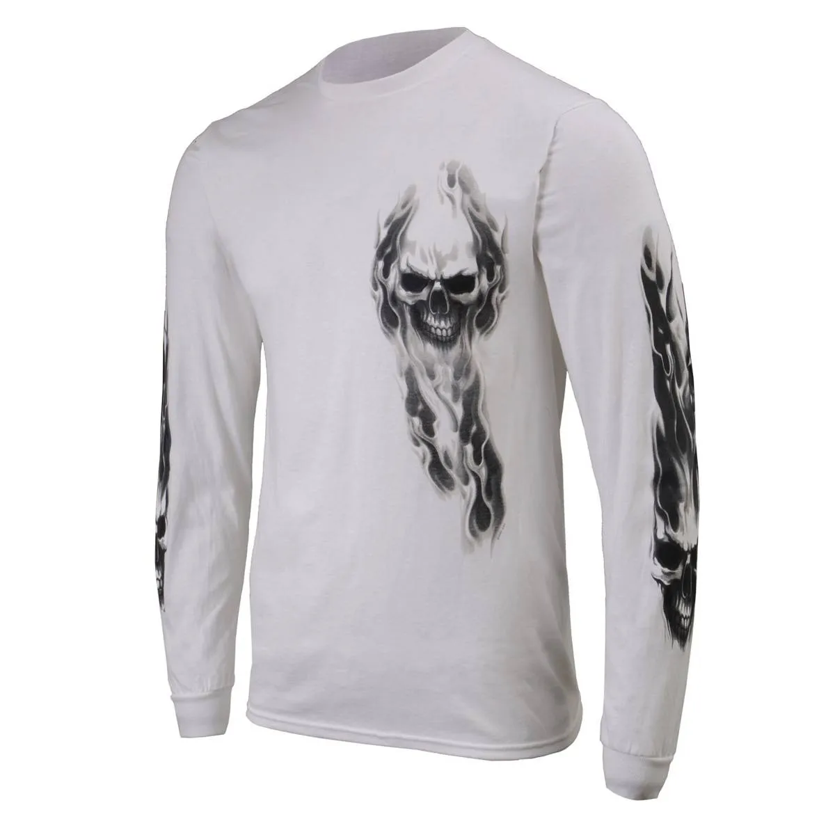 Milwaukee Leather MPMH117004 Men's 'Ghost Skull' White Long Sleeve