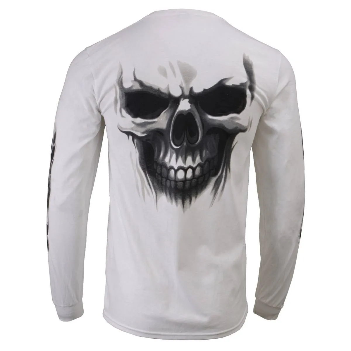 Milwaukee Leather MPMH117004 Men's 'Ghost Skull' White Long Sleeve