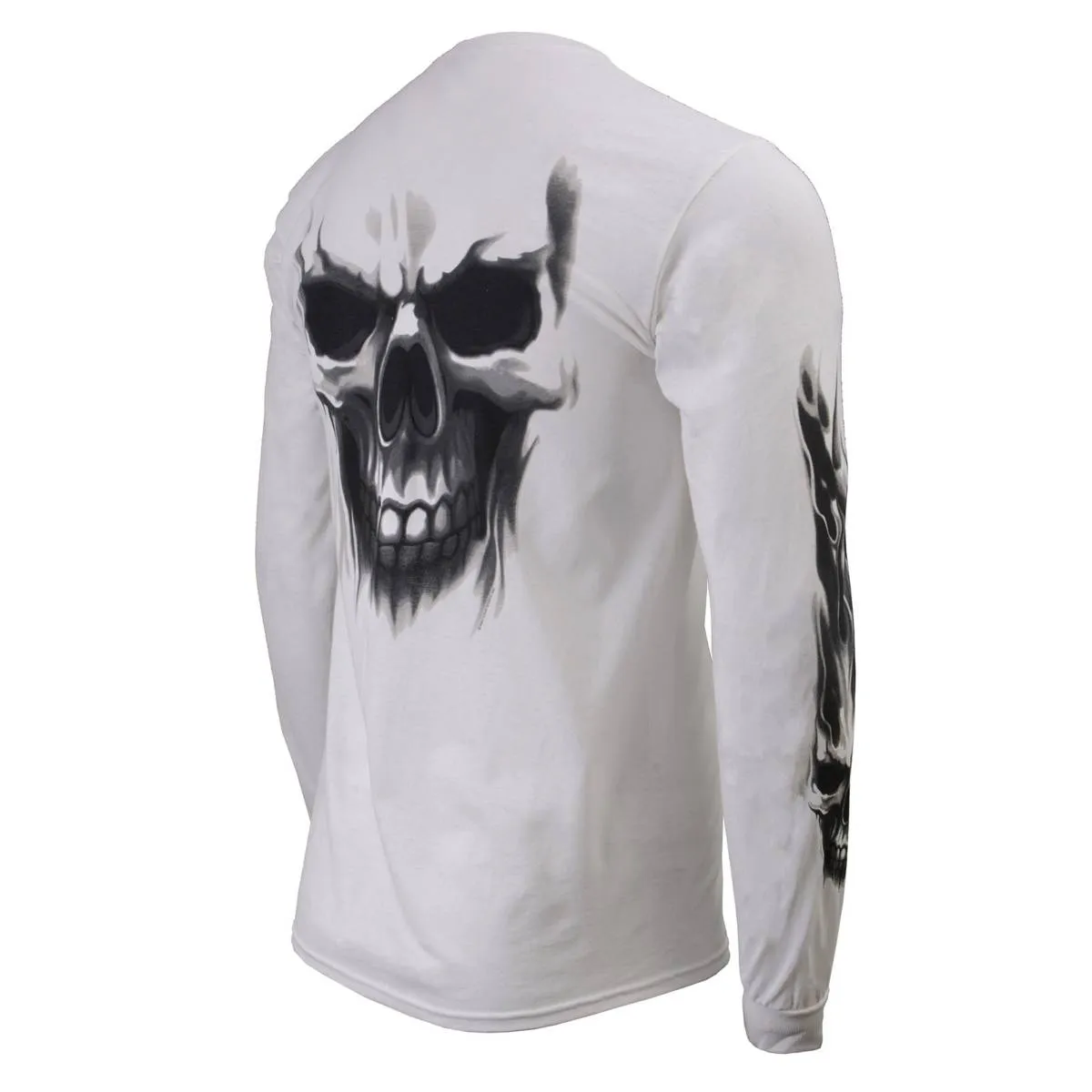 Milwaukee Leather MPMH117004 Men's 'Ghost Skull' White Long Sleeve