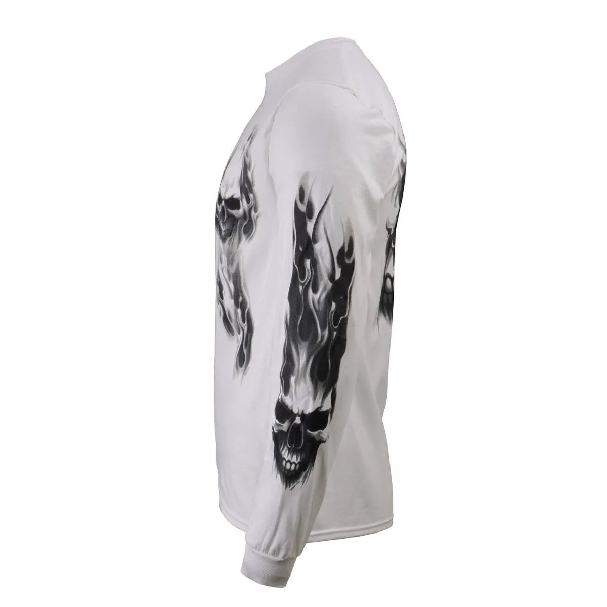 Milwaukee Leather MPMH117004 Men's 'Ghost Skull' White Long Sleeve