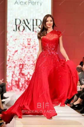 Miranda Kerr Red One Shoulder Sparkly Sequins T-stage Celebrity Dress